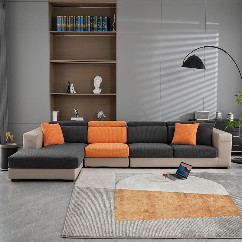 

Высокоэластичный клетчатый замшевый чехол для дивана Нескользящий Простой современный чехол для дивана Всевключающий Универсальный чехол 50-65cm*50-65cm*5-20cm темно-серого