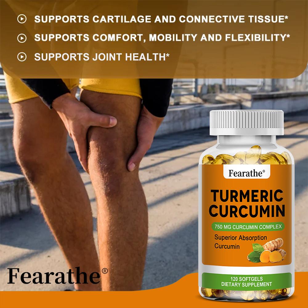 Capsule di curcumina ad alta purezza + estratto di pepe nero 750mg, 120 Capsule