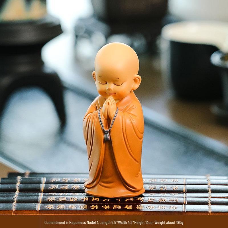 Handmade Cute Little Monk Resin Ornaments for Desktop Decoration