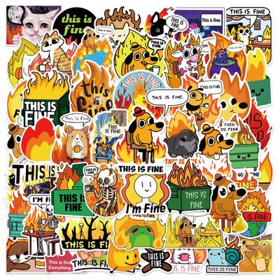 10/50 Stück lustige This Is Fine-Aufkleber This Is Fine MeMe DIY wasserdichte Aufkleberpackung für Wasserbecher, Laptop, Scrapbook, Notizbuch, Tagebuchaufkleber