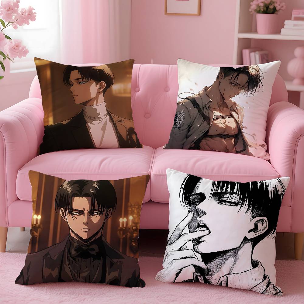 1pc Levi Ackerman Attack On Titan Pillow Case Anti-dustmite Pillowcase Invisible zipper silky short plush Sofa cushion cover