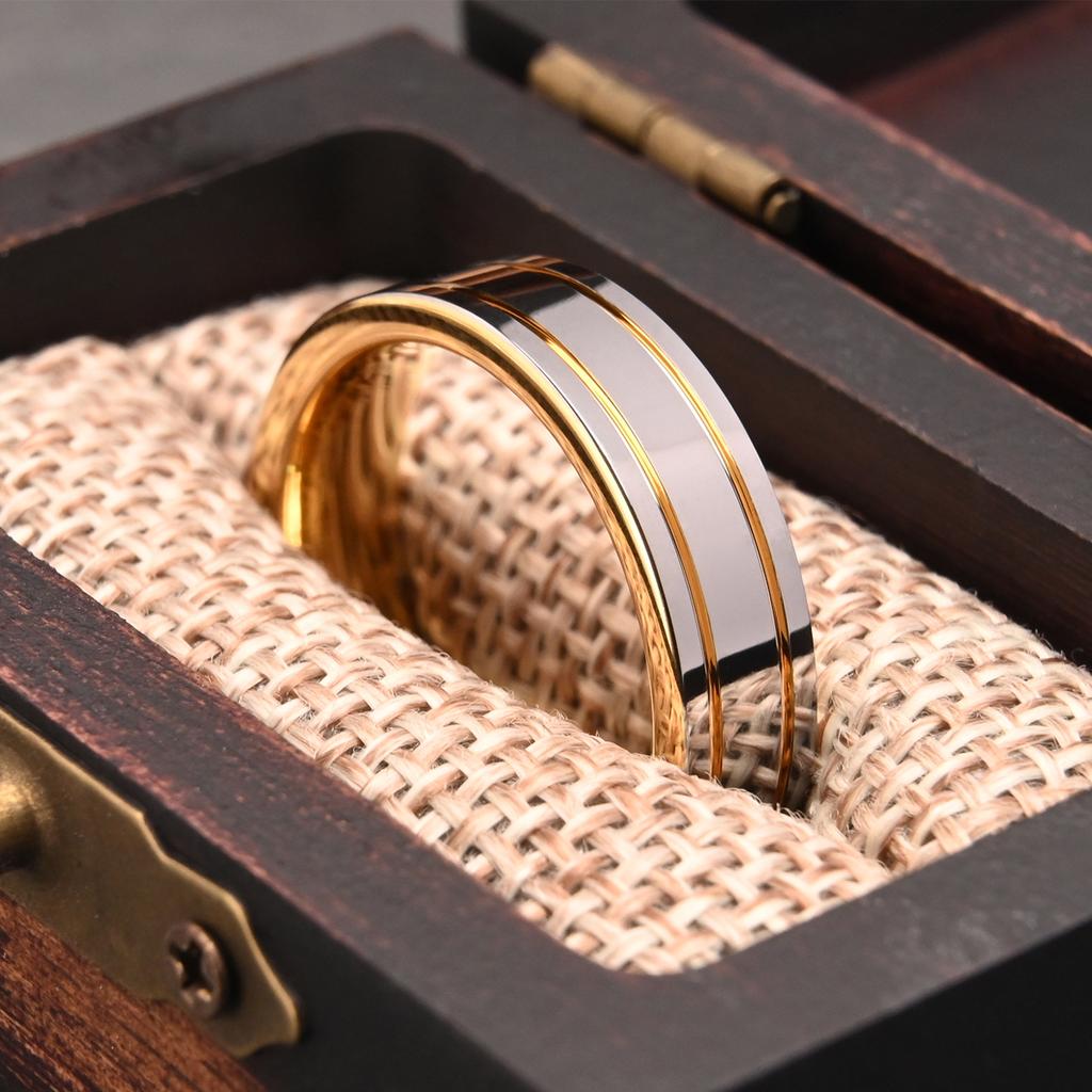 6MM tungsten carbide ring mens wedding band durable hypoallergenic black polished unisex jewelry for couples