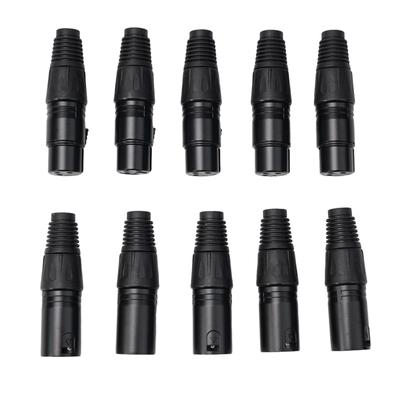 5Pair XLR DMX 3 Pin Male & Female MIC Snake Plug Audio Microphone Cable Connector