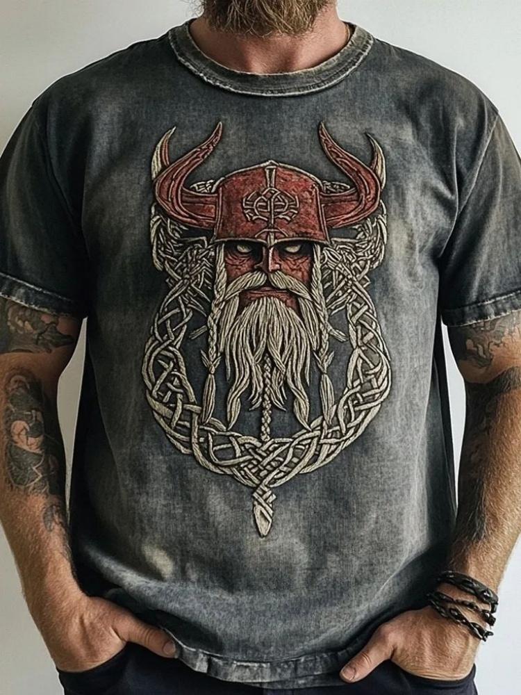 Outdoor Fashion Men's T-shirt with 3D Print of Tribal Style Wolf Pattern, Short Sleeve, Fitness and Sports Round-neck Top