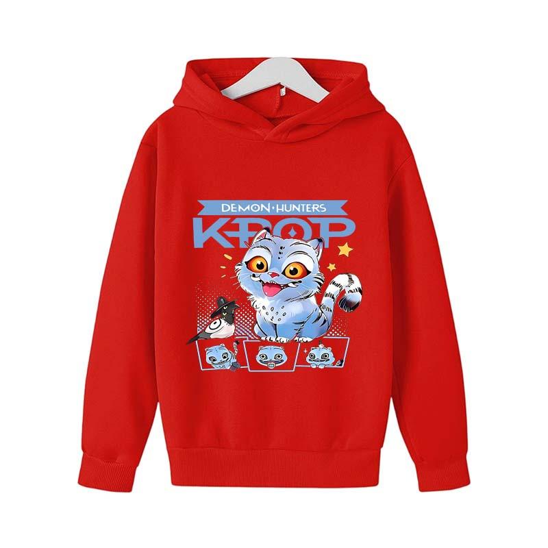 

K-Pop Мисливці на демонів Huntrix Худі Дитячий одяг Одяг для дівчаток-принцес Модний одяг Одяг для хлопчиків Весняно-осінній світшот Дитячі топи 170cm червоний