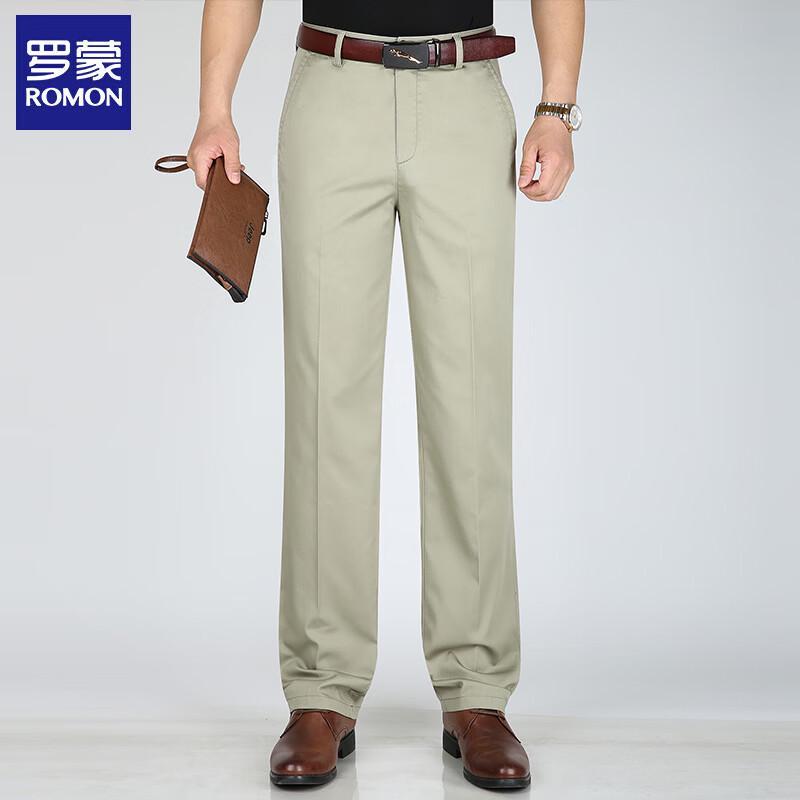 ROMON Men's Loose Straight Leg Cotton Blend Casual Pants