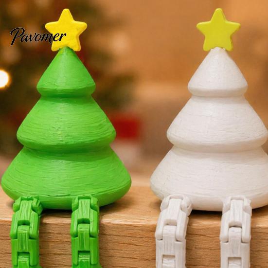Christmas Tree Ornament Figurine with Articulated Legs, 3D Printed Xmas Statue, Mini Desk Decoration for Home Office Shelf Holiday