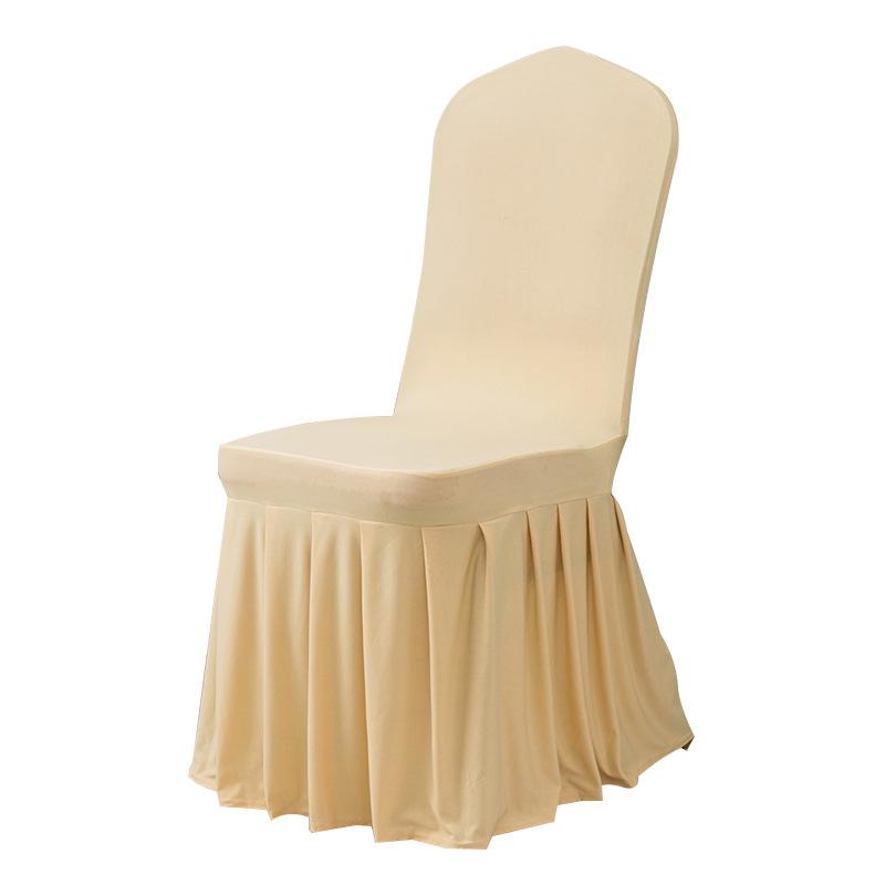 New 6-1PC Wedding Chair Cover Party Decoration Spandex With Skirt Pleated Use Elastic Stretch Dining Birthday Hotel Banquet Gift