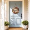 Christmas Wreath Welcome Door Sign Round Plaque Holiday Party Decoration for Indoor Outdoor
