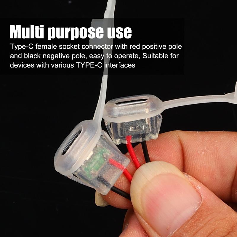 3A Input Charging Socket Car Connectors TYPE-C Female Chassis Connector with LED Light Waterproof Charging Connector 1/5/10pcs