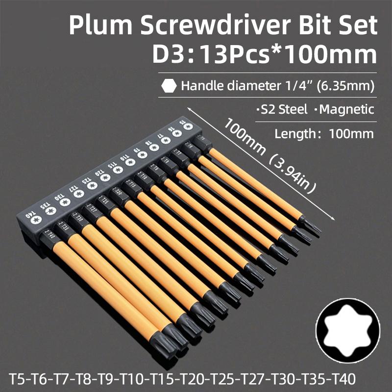 Sechskant-Inbusschlüssel-Schraubendreher-Bit-Set, magnetisch, Kreuzschlitz, Torx, Pflaume, manipulationssichere Bohrer, Schraubendreher, Handwerkzeuge