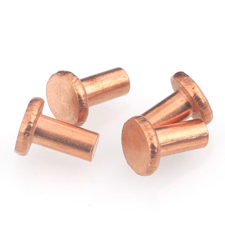Red Copper Countersunk Solid Rivets with Flat Heads - Sizes M2 to M6