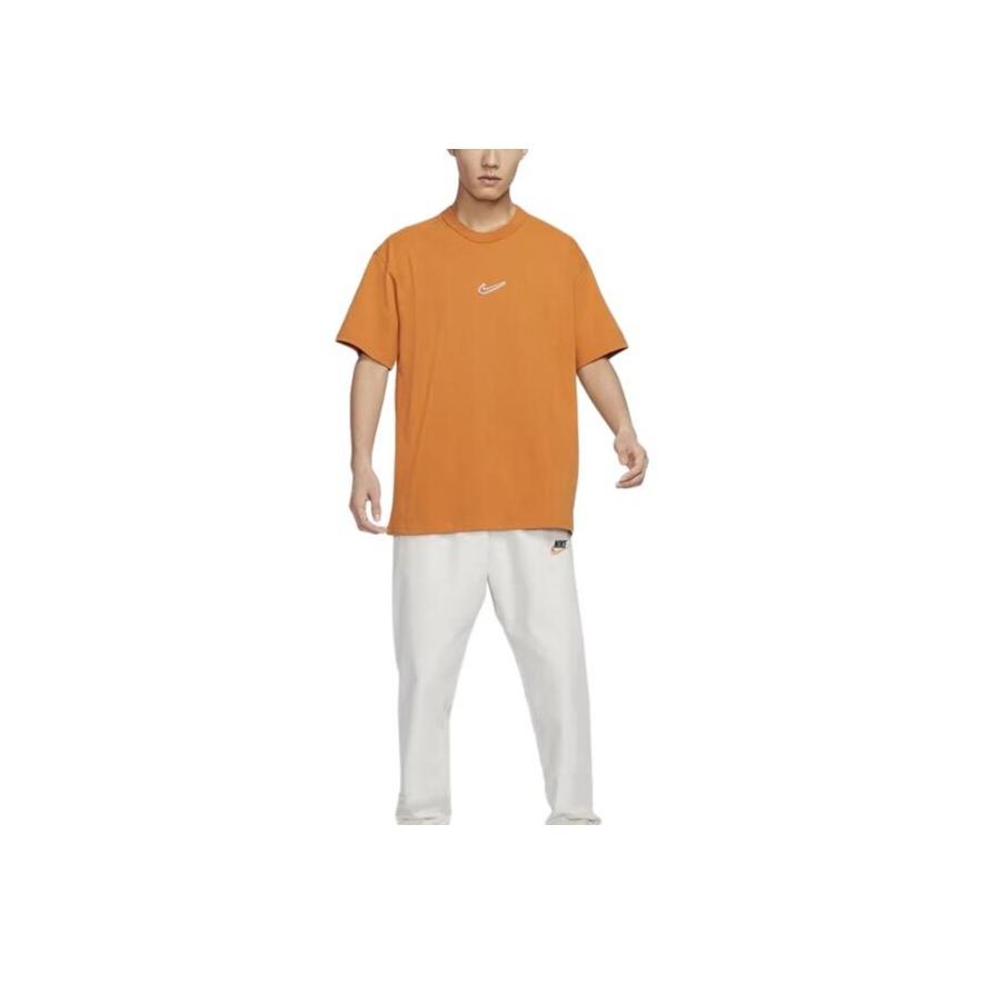 Nike Crew Neck Pullover Solid Color Short Sleeve T-Shirt Men Tops Orange FV7727-815