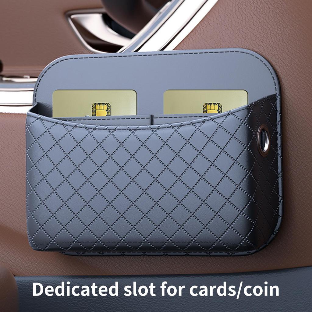 Car Pocket Organizer Adhesive PU Leather Box Car Seat Pocket for Automotive Vehicle Interior Door Console Front Backseat Van