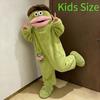 Pyjama Monstre à Grande Bouche pour Enfants Pyjama Drôle Doublé Polaire Corail Pyjama à Capuche Dessin Animé Nouveau pour Enfants