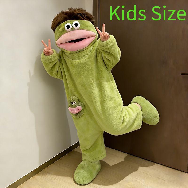 Pyjama Monstre à Grande Bouche pour Enfants Pyjama Drôle Doublé Polaire Corail Pyjama à Capuche Dessin Animé Nouveau pour Enfants