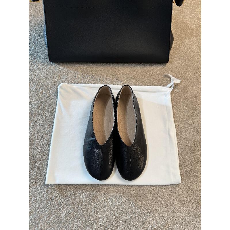 Cowhide Version~ Genuine Leather Round Head Shallow Mouth Single Shoes Women's One-pedal Flat-soled Small Leather Shoes Korean Version Versatile Simpl