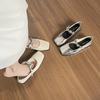 Rhinestone Silver Square Toe Pumps Women's Flat Soles with Skirt Mary Jane Shoes