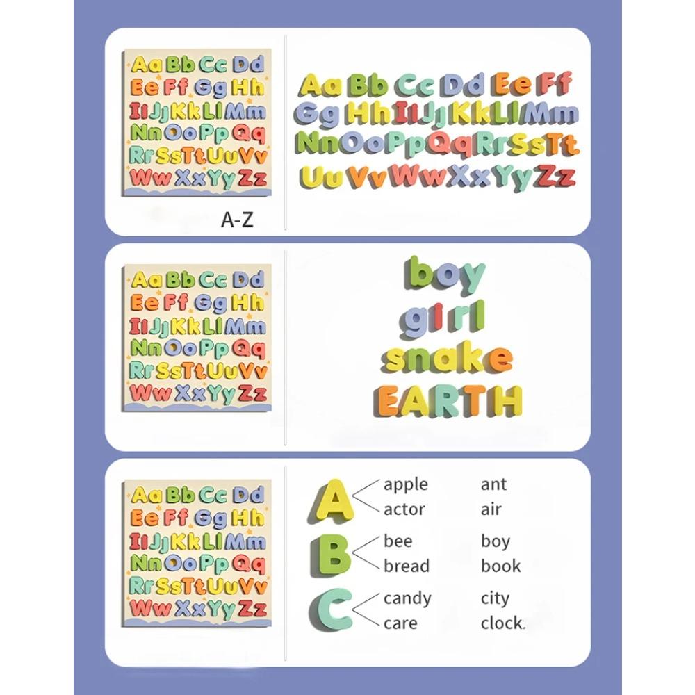 Dřevěné Vzdělávací Abc Puzzle Velká a Malá Písmena pro Dárky k Narozeninám Chlapci Dívky Rodinná Hra Děti Předškoláci