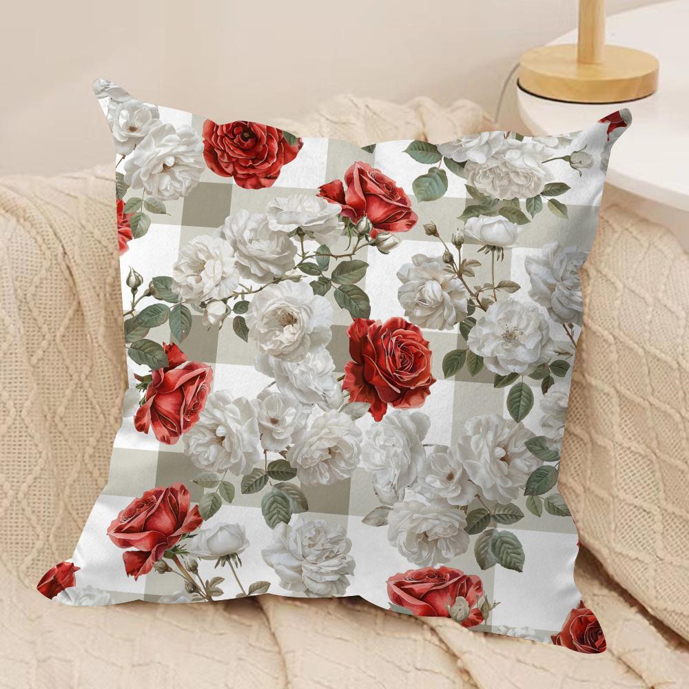 Classic Roses Flowers Cushion Cover Soft Plush Fabric DoubleSided Printed Cushion Covers for All Seasons Modern HomeDecor Gift