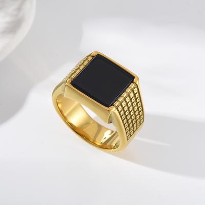 A3510 Gold Plating Men's High Quality 316LStainless Steel Onyx Watchband Rings Classic  Trend Jewelry Product