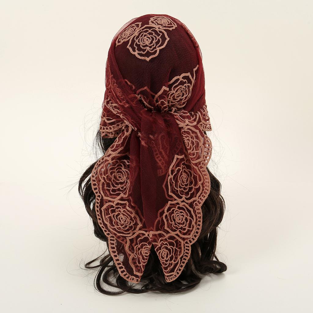 Spitzen Paisley Stickerei Bandana Quadratisches Tuch Atmungsaktive Schals Damen Sonnenschutz Schal Stirnband