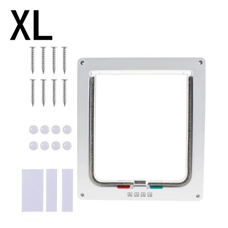 Cat Flap Door Lockable Low Noise Cat Door Flap For Interior Exterior Doors 4 Way Locking Flap Door For Interior Exterior Door