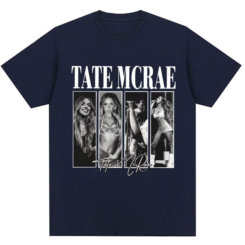 2026 New Vintage Tate McRae Signature Print T Shirt The World Tour Fashion Men Tshirts 100 Cotton Oversized T Shirts Streetwear