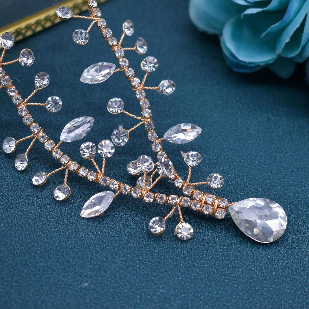 Bridal Rhinestone Handmade Soft Headband Forehead Chain Hair Accessory