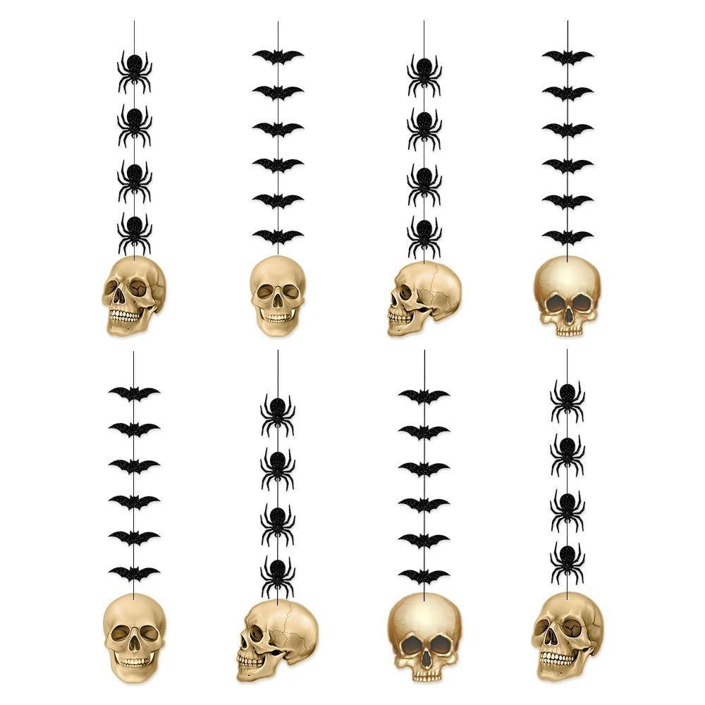 

8 шт. Черный Хэллоуин Череп Летучая мышь Паук Подвеска Хэллоуин Украшения для вечеринки Украшения для дома с привидениями 8pcs