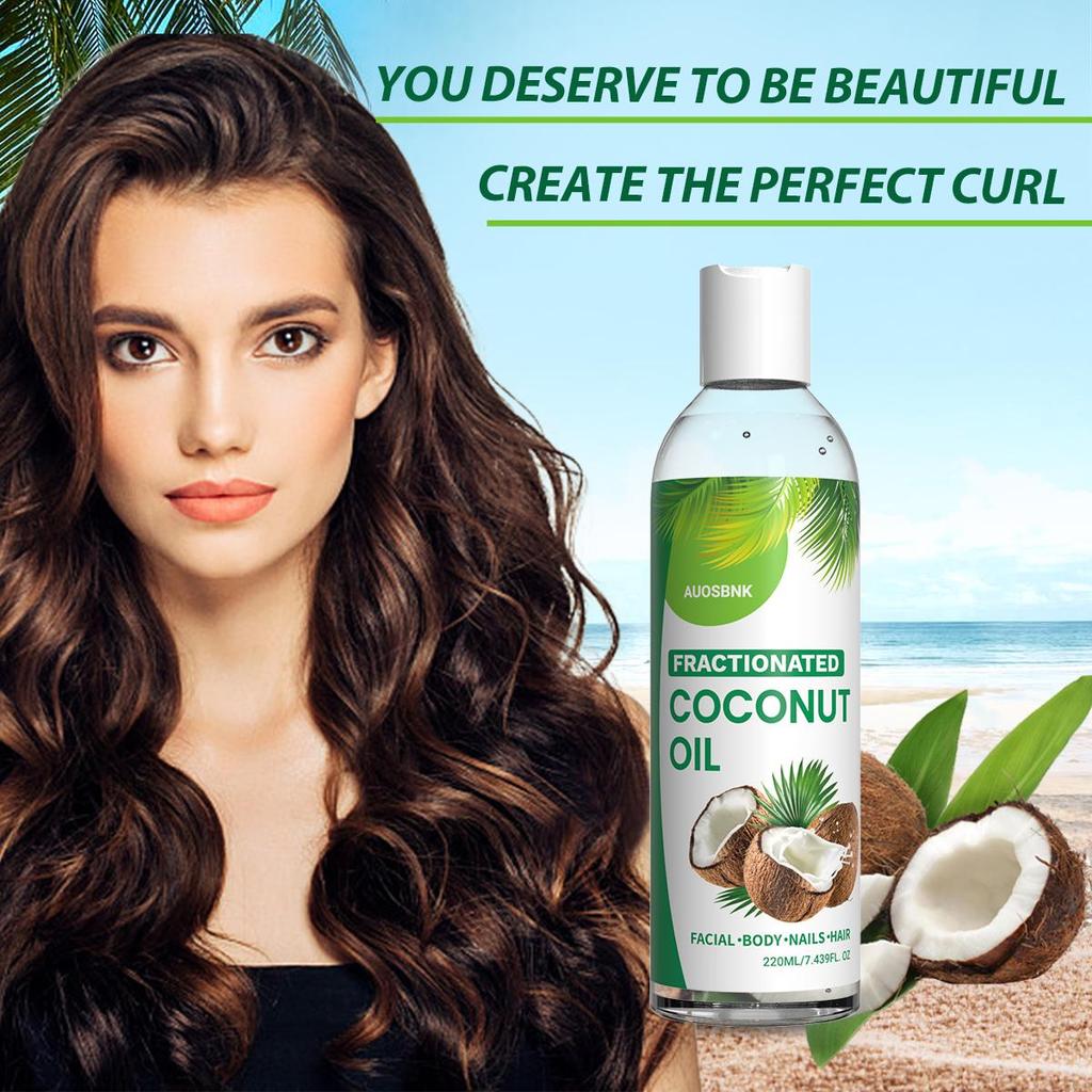 100% reines flüssiges Kokosöl für trockene Haut, Haaröl, Gesichtsöl, Körper, nicht fettend, unparfümierte Feuchtigkeitspflege - 100ml/220ml