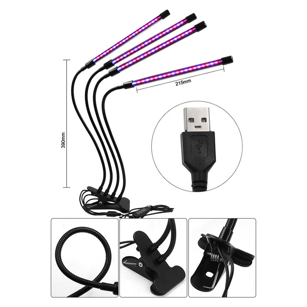 Clip on Plant Flower Succulent Grow Light USB Full Spectrum Indoor Growing Nursery Replenishing Waterproof Light 3H 9H