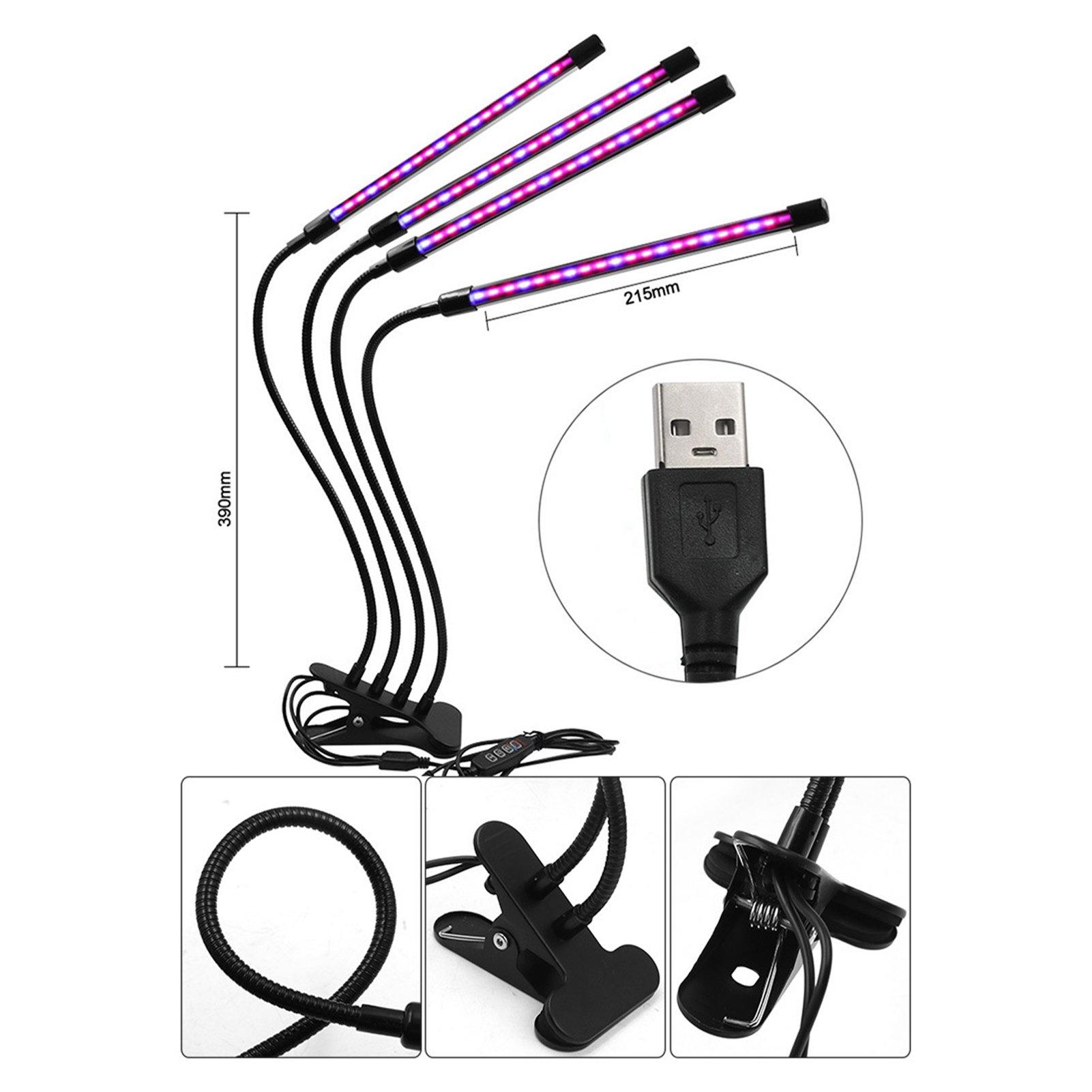 

Прищепка Лампа для выращивания растений, цветов, суккулентов, USB, полный спектр, для выращивания в помещении, питомник, пополняющий, водонепроницаемый свет, 3 ч, 9 ч Single tube -10W