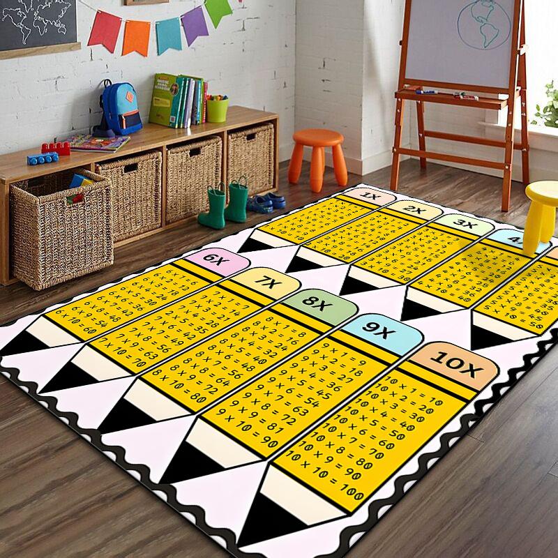 1PC Tabel Perkalian Print Carpet for Living Room Bedroom Bedside Floor Mat Cloakroom Child Playing Mat Area Rug Luxury Gift
