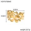 CARLIDANA Exquisite Gold Plated Waterproof Jewelry Gift Stainless Steel Flowers Open Chunky Cuff Bracelet Bangle for Women