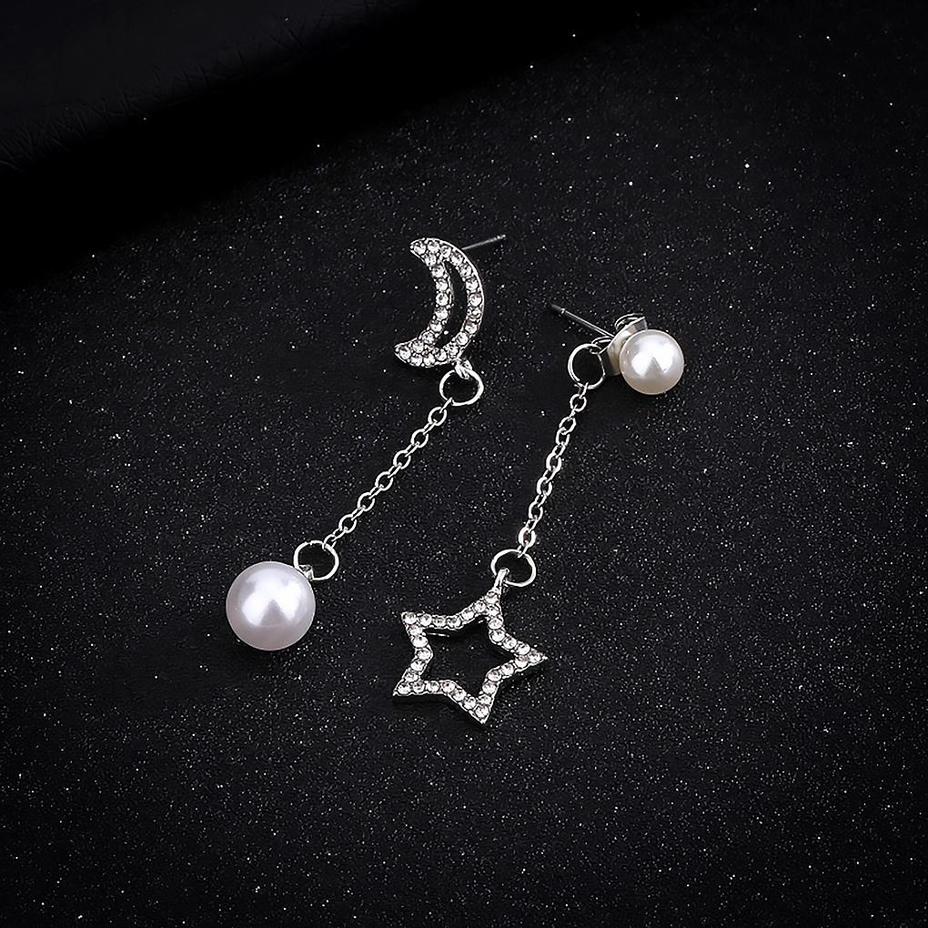 1 Paar künstliche Perlen Ohr Strass asymmetrische Ohrringe Frauen Mädchen Schmuckzubehör