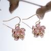 Charm Female Pink Zircon Stone Flower Drop Earrings Cute Trendy Bridal Gold Color Dangle Wedding  For Women