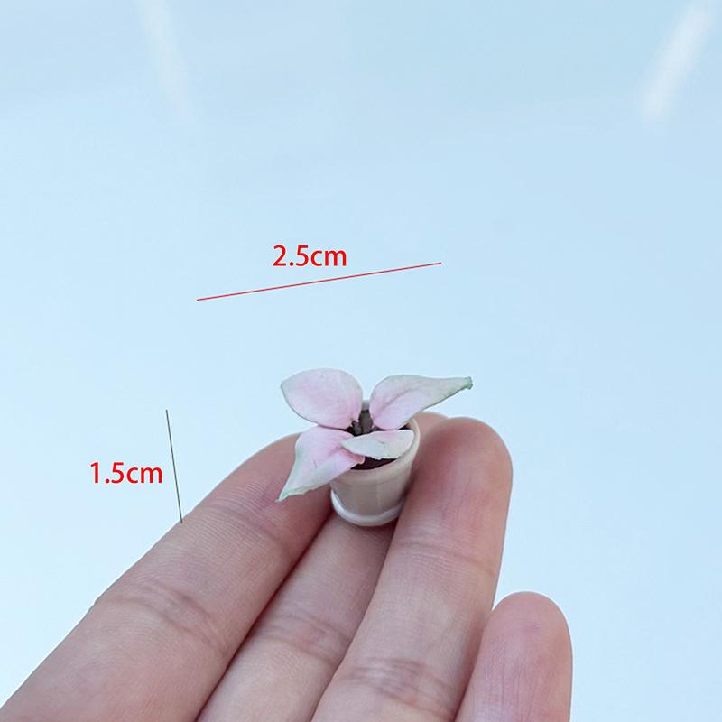 2Pcs 1:12 Dollhouse Furniture Accessories Scenery Decoration Mini  Plants Small Flower Pots Interior Decoration Clay