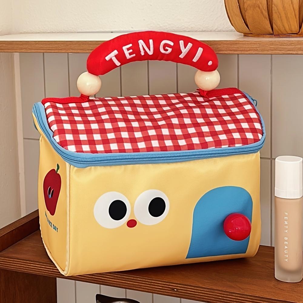 1pc Cute Cottage Makeup Bag Large Capacity Multifunctional Fresh-Keeping Insulated Lunch Box Bag Handbag Beauty Bag