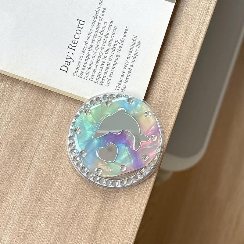 

Diamond Magnetic Suction Korean Ins Desktop Phone Airbag Holder Wholesale Rendering Block Dolphin Mirror Ring