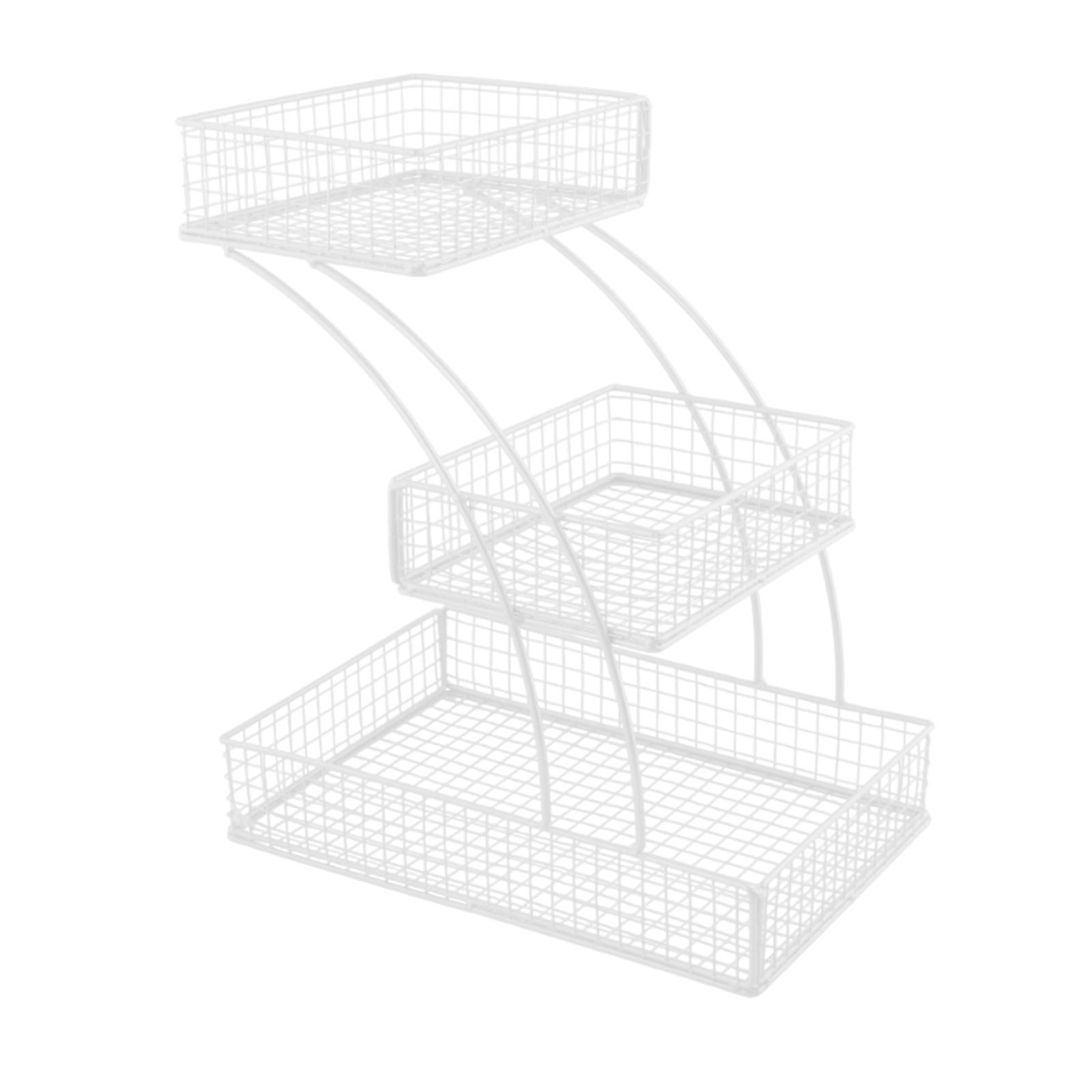 3 Tier Fruit Basket Fruits Stand Vegetable Basket for Kitchen Counter Metal Wire Basket for Produce Potatoes Snack Fruit Onions белый