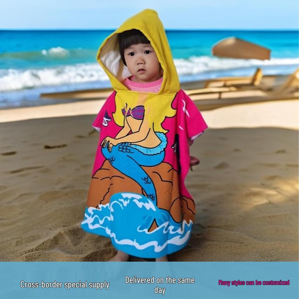 Children's Microfiber Hooded Bath Towel Cloak - Quick-Dry & Absorbent