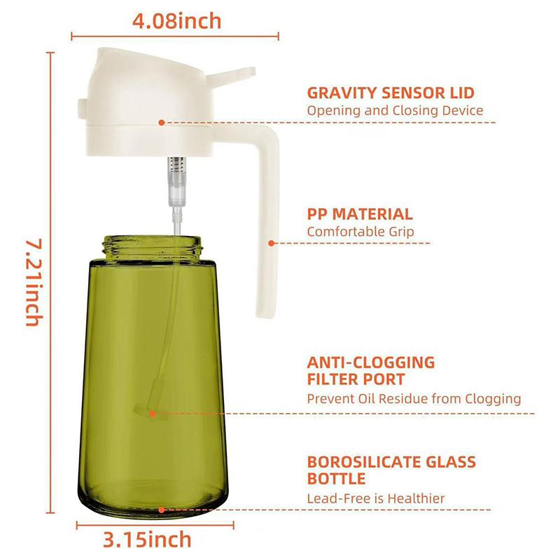 2-In-1 Dark Glass Oil Sprayer Olive Oil Dispenser Black Lightproof Oil Sprayer For Cooking Salads And Barbecues Barbecue Tools