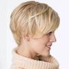 Fashionable Women's Gradient Mixed Color Short Hair with Slanted Bangs and Split Straight Hair Wig