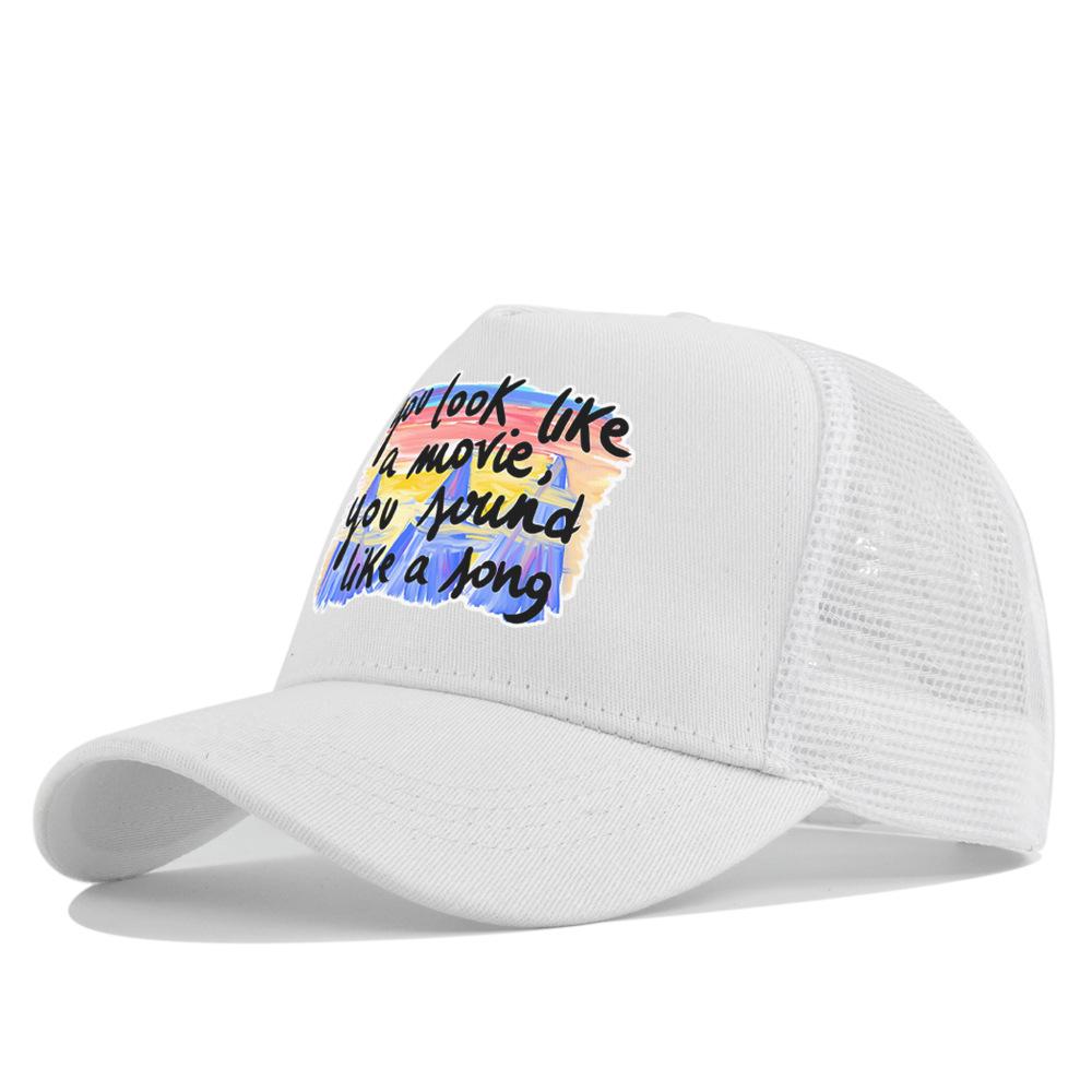 Summertime Printed Cap Letter Mesh Breathable Hat Women Men Baseball Cap Sunshade Outdoor Sports Cycling Travel Sun Hat Dad Hat