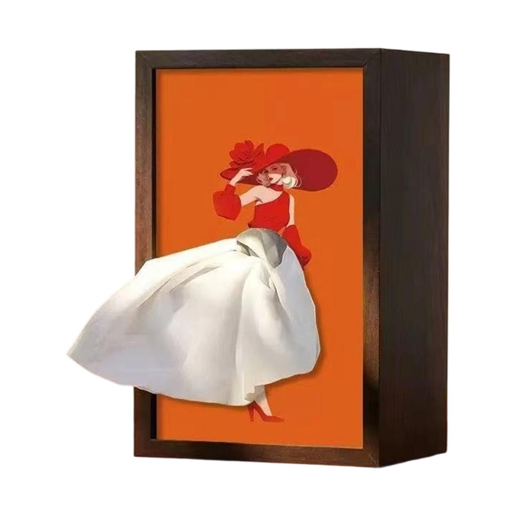 Creative Dress Shaped Tissue Box with Pattern - Decorative Tissue Holder for Living Room Desktop