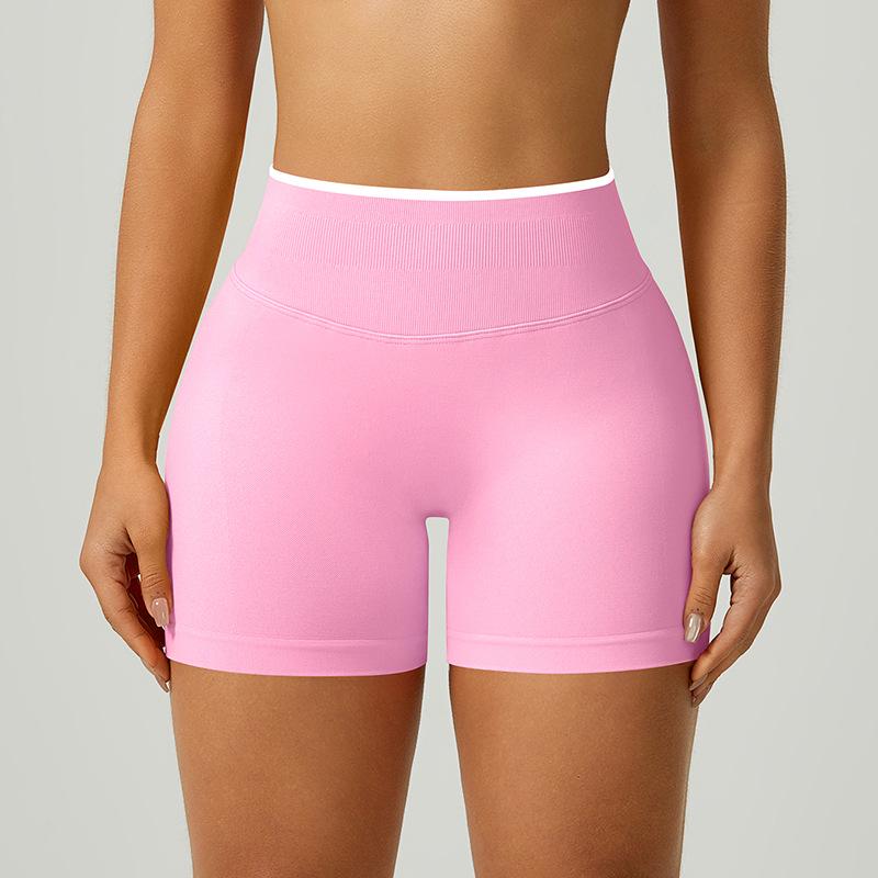

Women s Color-Block Yoga Shorts with High Waist and Peach Hip Design S рожевий