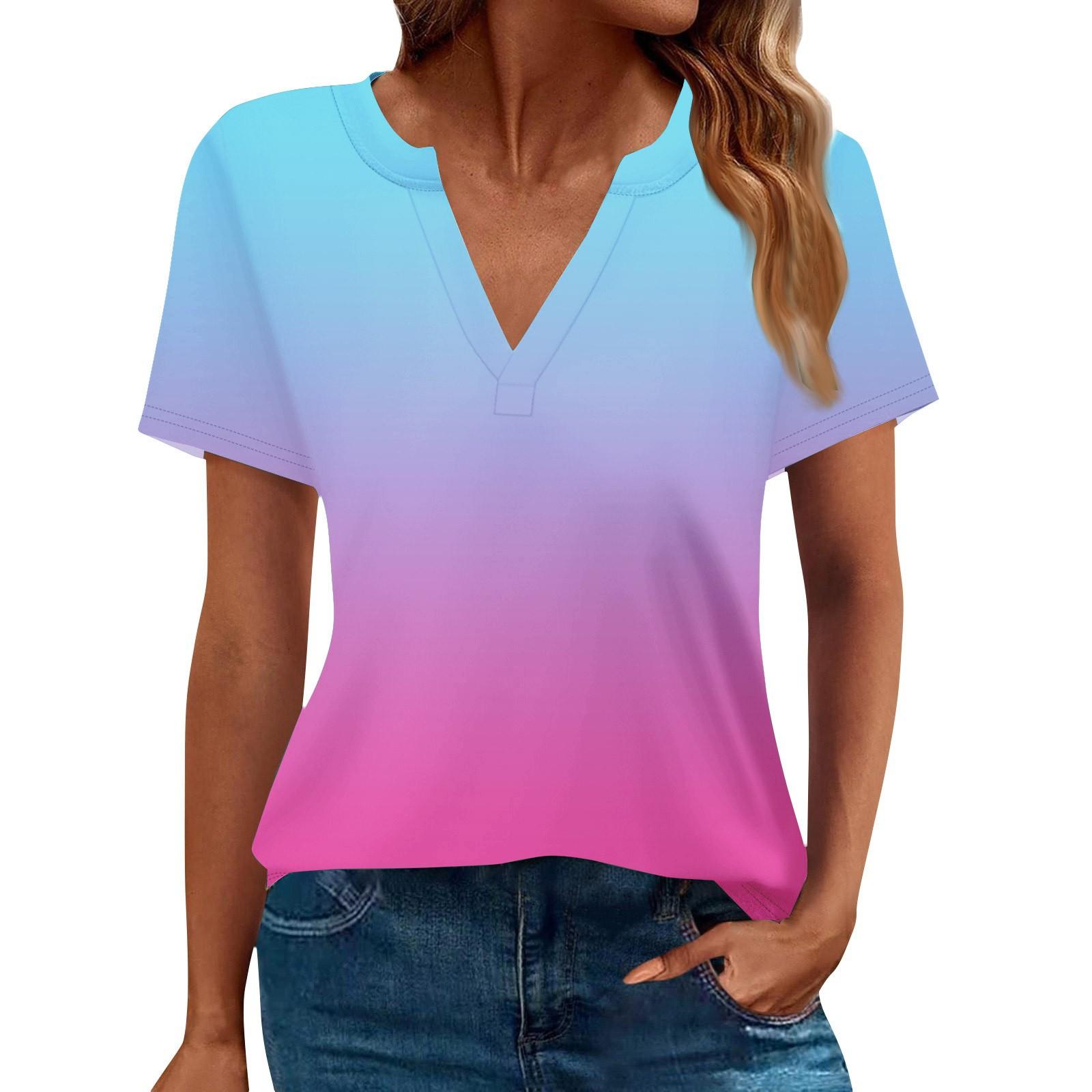 

Женская летняя рубашка с коротким рукавом и V-образным вырезом, деловая повседневная свободная футболка, трендовая модная одежда, топы L