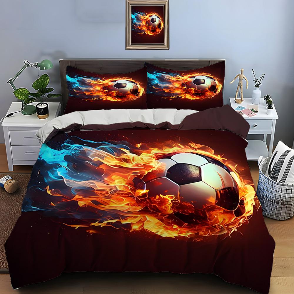 Football Print Bedding Set Sports Enthusiast Duvet Cover 1 Duvet Cover 2 Pillowcases Adult And Children Bedding Set Luxury Gifts