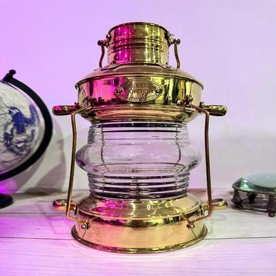 Mosaz, měděná kotva Olejová lampa Leeds Burton Námořní námořní 35,56 cm Lodní Lucerna Rustikální Domácí Dekor Dárky